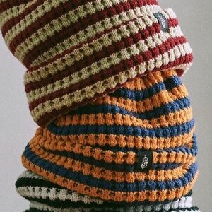 NWT Free People Movement Stripe It Up Cool Down Beanie.. Varsity Orange